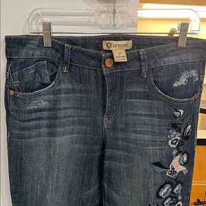 Democracy Women's Dark Blue Embroidered Boyfriend Jeans